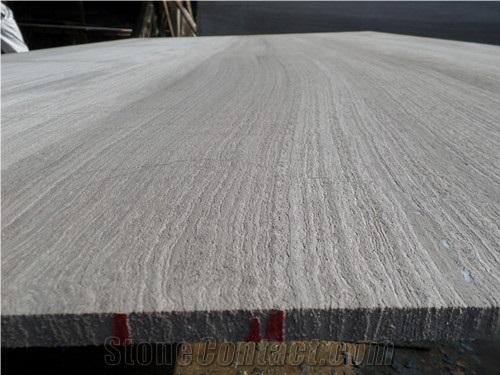 Hot Chinese Grey Wooden Veins Marble Tumbled Surface Tile, Slab