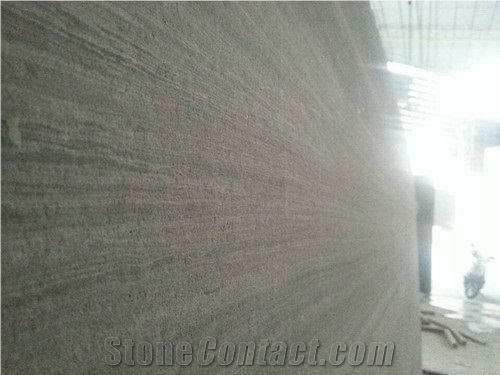 Hot Chinese Grey Wooden Veins Marble Tumbled Surface Tile, Slab