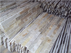 Hot Chinese Wooden Yellow Slate Culture Stone, Wall Cladding