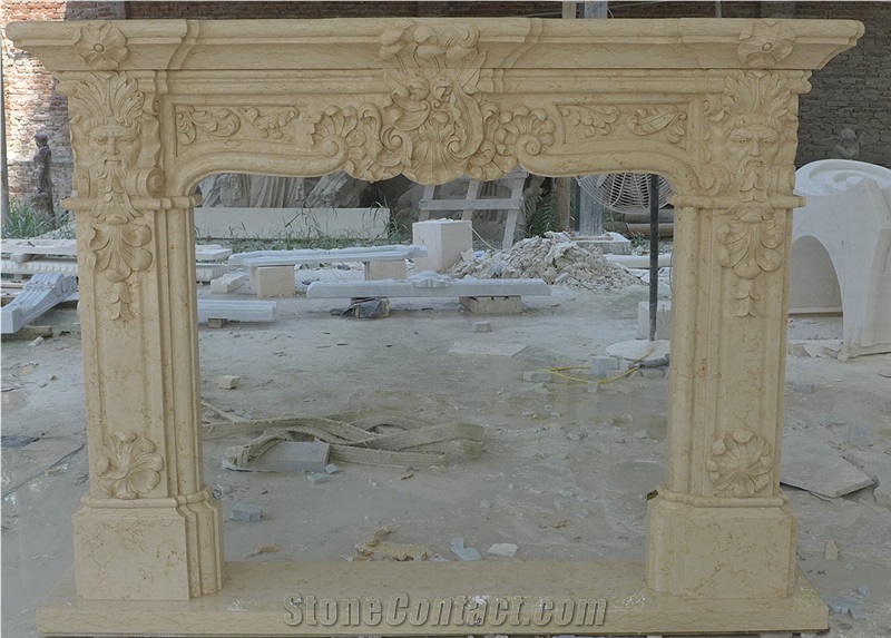 Hot Egyptian Beige Marble Fireplace