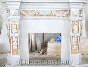 New Particularly White Marble Fireplace, Popular Fireplace Made in China