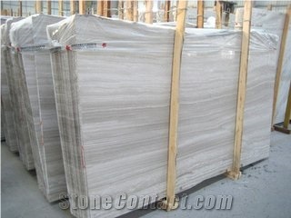 Popular Polished Top Quality Wooden White Marble Slab & Tile, China White Marble