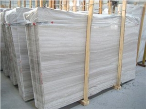 Popular Polished Top Quality Wooden White Marble Slab & Tile, China White Marble