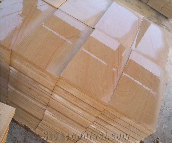 Popular Sandstoneyellow Wooden Sandstone Tile on Promotion, China Yellow Sandstone