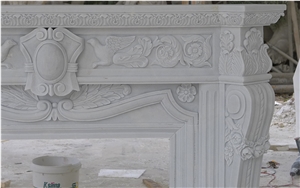 Western Style Indoor Pure White Color Natural Marble Fireplace