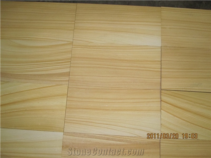 Yellow Wood Sandstone Slabs & Tiles, China Yellow Sandstone