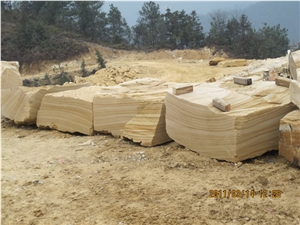 Yellow Wood Sandstone Slabs & Tiles, China Yellow Sandstone