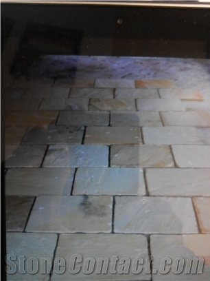 Fossil Mint Sandstone Tiles & Slabs India, White Sandstone Tiles & Slabs