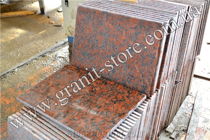 Rosso Santiago Granite Tiles & Slabs, Red Granite Ukraine Tiles & Slabs