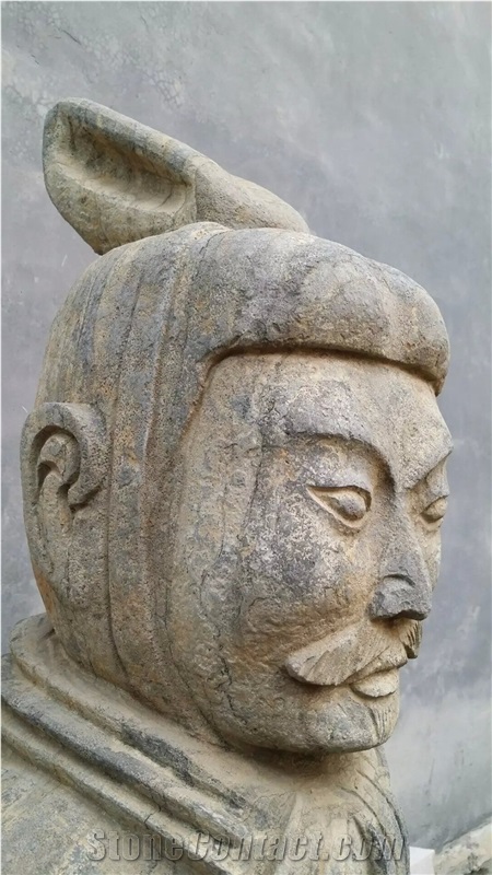 Antique Carving Finish China Blue Limestone Terra Cotta Warriors