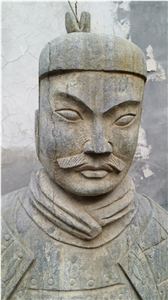 Antique Carving Finish China Blue Limestone Terra Cotta Warriors