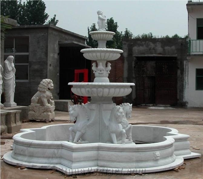 Big Project Public Area Sculptures Marble Carving Fountain External Marble Fountain, Han White Marble Fountain