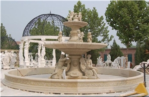 Big Project Public Area Sculptures Marble Carving Fountain External Marble Fountain, Han White Marble Fountain