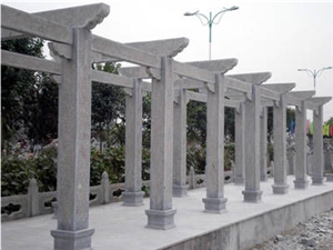 Figure Carving Marble Pillars Pavillion Pergola, Henan Beige Marble Pillars