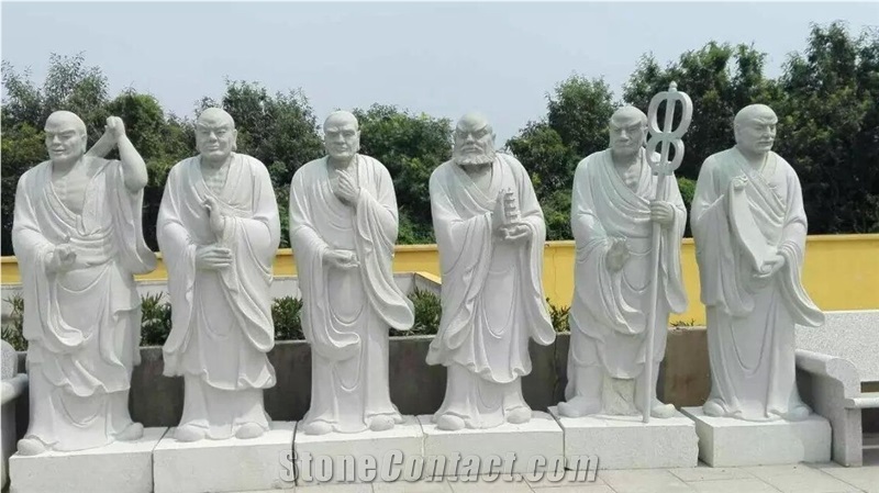 Han White Marble Carving Sculpture Eastern Buddhist Religious Statues