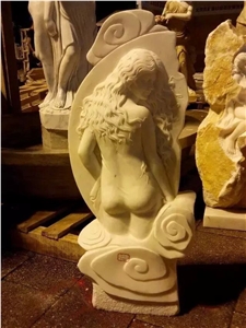 Han White Marble Sculpture & Statue,Rock Stone Carving Sculpture Western Girl Body Statues