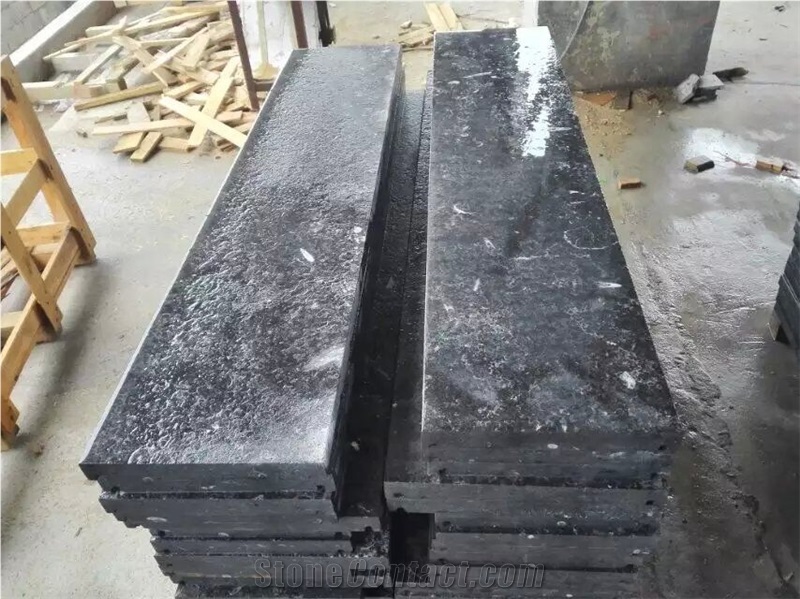 Hubei Black Limestone Slabs & Tiles, High Quality Black Limestone Slabs Steps