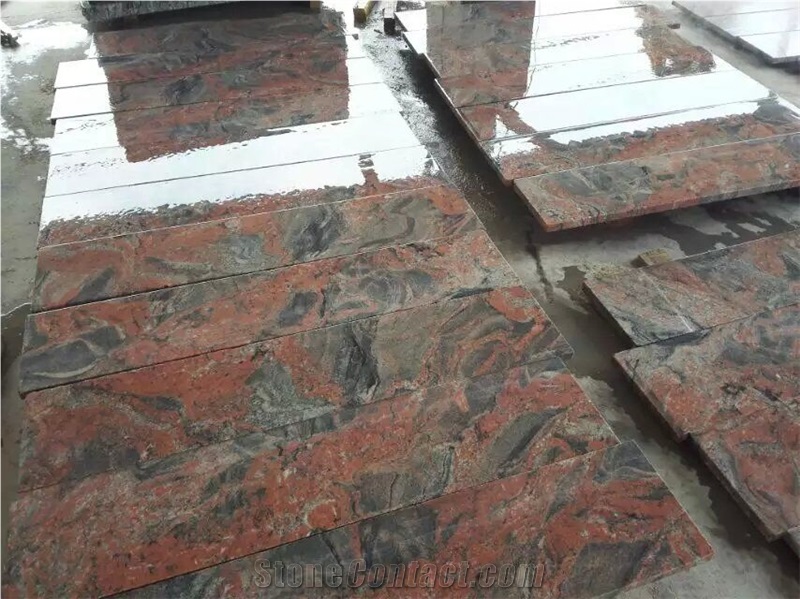 Hubei Sunset Red Cloud Granite Slabs Steps