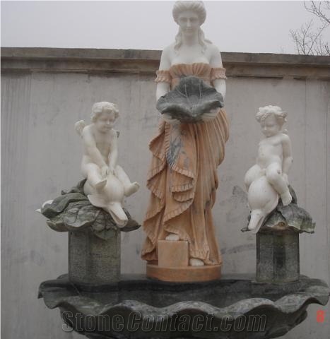 Marble Sculpture Women Carving Fountain, Han White Marble Fountain