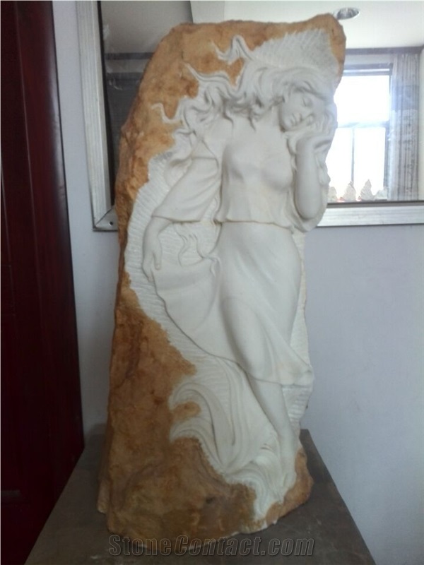 Natural Han White Marble Carving Western Figure Sculpture