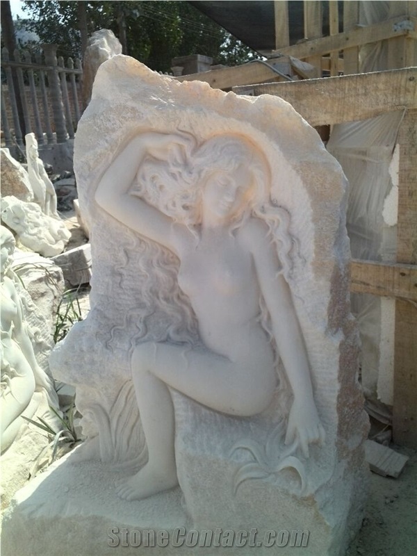 Natural Stone Han White Marble Carving Western Figure Sculpture in Stock Low Price