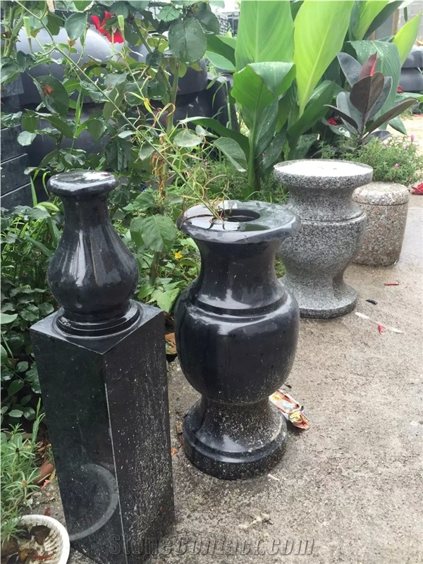 Shanxi Black Hebei Black China Absolutely Black Granite Vases, Tombstone Vases, Funeral Vases
