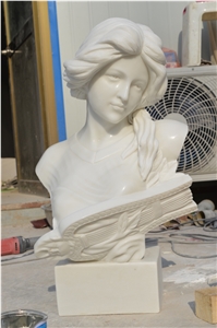 Western Girl Bust Marble Carving Room Sculpture, Han White Marble Sculpture & Statue