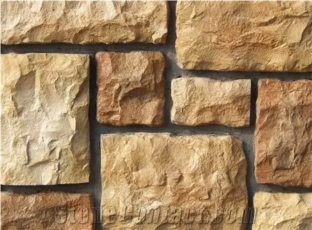 Yellow Sandstone Stacked Stone Wall Caldding Ledge Stone, Gold Yellow Sandstone Ledge Stone