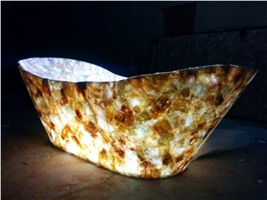 Semi Precious Yellow Stone Bath Tub