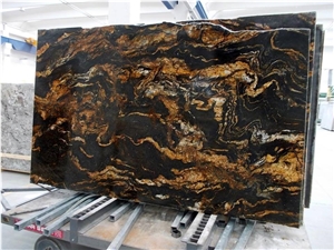 Black Taurus Granite 3cm Tiles & Slabs, Black Gold Granite Brazil Tiles & Slabs