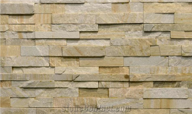 Everest Gold Quartzite Wall Cladding Panels, yellow quartzite stone veneer