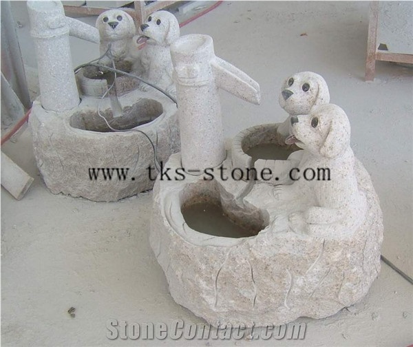 Beige Granite Animal Garden Fountains