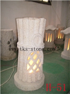 Beige Granite Garden Lanterns&Lamps,Lanterns Caving,Lamp Sculptures,Japanese Lanterns,Exterior Lamps