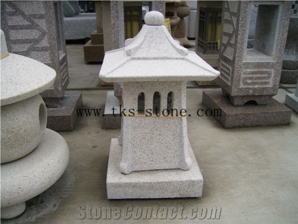 Beige Granite Lamp Caving,Garden Lantern&Lamp,Japanese Lanterns,Lantern Sculptures,Exterior Lamps