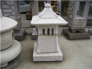 Beige Granite Lamp Caving,Garden Lantern&Lamp,Japanese Lanterns,Lantern Sculptures,Exterior Lamps