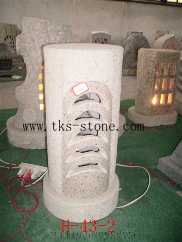 Beige Granite Lantern Sculptures,Lamps Caving,Garden Lanterns&Lamps,Japanese Lanterns,Exterior Lamps