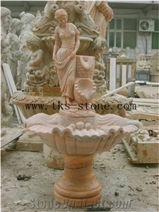 Beige Marble Woman Figure Garden Fountains