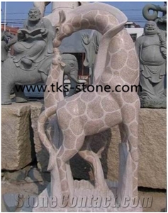 China Beige Granite Giraffe Sculptures&Statues,Giraffe Caving,Beige Granite Giraffe Animal Statues,Garden Sculptures