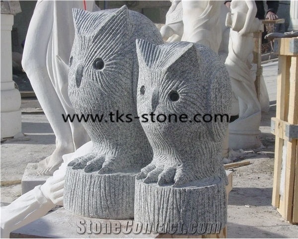 China Grey Granite Owl Sculptures & Statues,Owl Caving,Owl Animal Sculptures,Grey Granite Owl Statues,Garden Sculptures