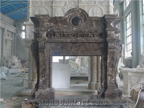 China Marble Fireplace Mantel, Grey Marble Fireplace Mantel