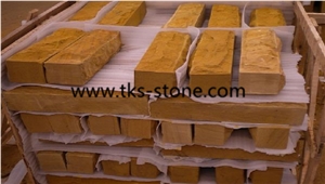 China Yellow Sandstone Mushroom Stone,Yellow Sandstone Mushroomed Wall Cladding