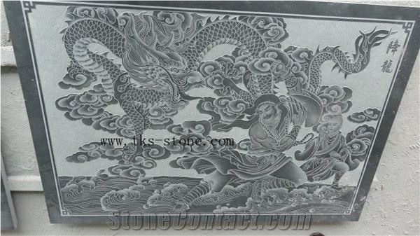 Chinese Style Etching Relief, Black Granite Etchings