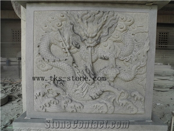 Dragon Wall Reliefs, Grey Granite Wall Reliefs