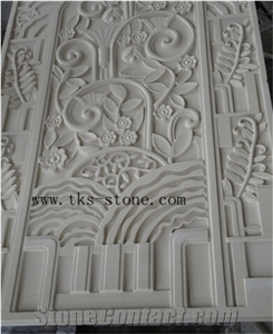 Flower Engravings Relief Design, Red Granite Relief Design