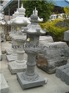 Grey Granite Garden Lanterns&Lamps,Lantern Sculptures,Lamps Carving,Japanese Lamps,Exterior Lanterns