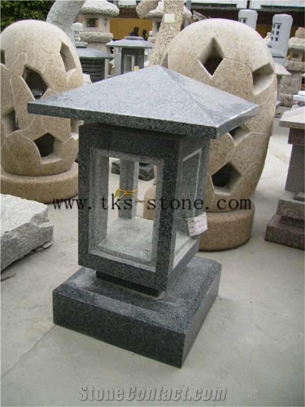 Grey Granite Lantern Sculptures,Garden Lanterns&Lamps,Japanese Lamps,Lamp Caving