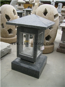 Grey Granite Lantern Sculptures,Garden Lanterns&Lamps,Japanese Lamps,Lamp Caving
