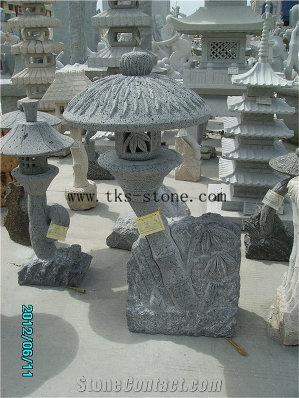 Grey Granite Lanterns Caving,Lamp Sculptures,Garden Lanterns&Lamps,Japanese Lanterns,Exterior Lamps