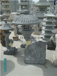 Grey Granite Lanterns Caving,Lamp Sculptures,Garden Lanterns&Lamps,Japanese Lanterns,Exterior Lamps