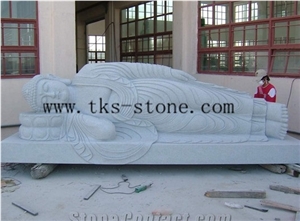 Grey Granite Reclining Buddha Sculpture,Chongwu Carving